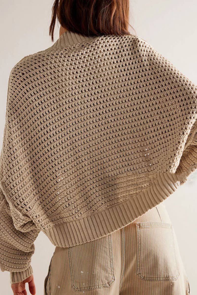 CWOCAL1837_AUTUMN BAT-SLEEVED LONG-SLEEVED CARDIGAN