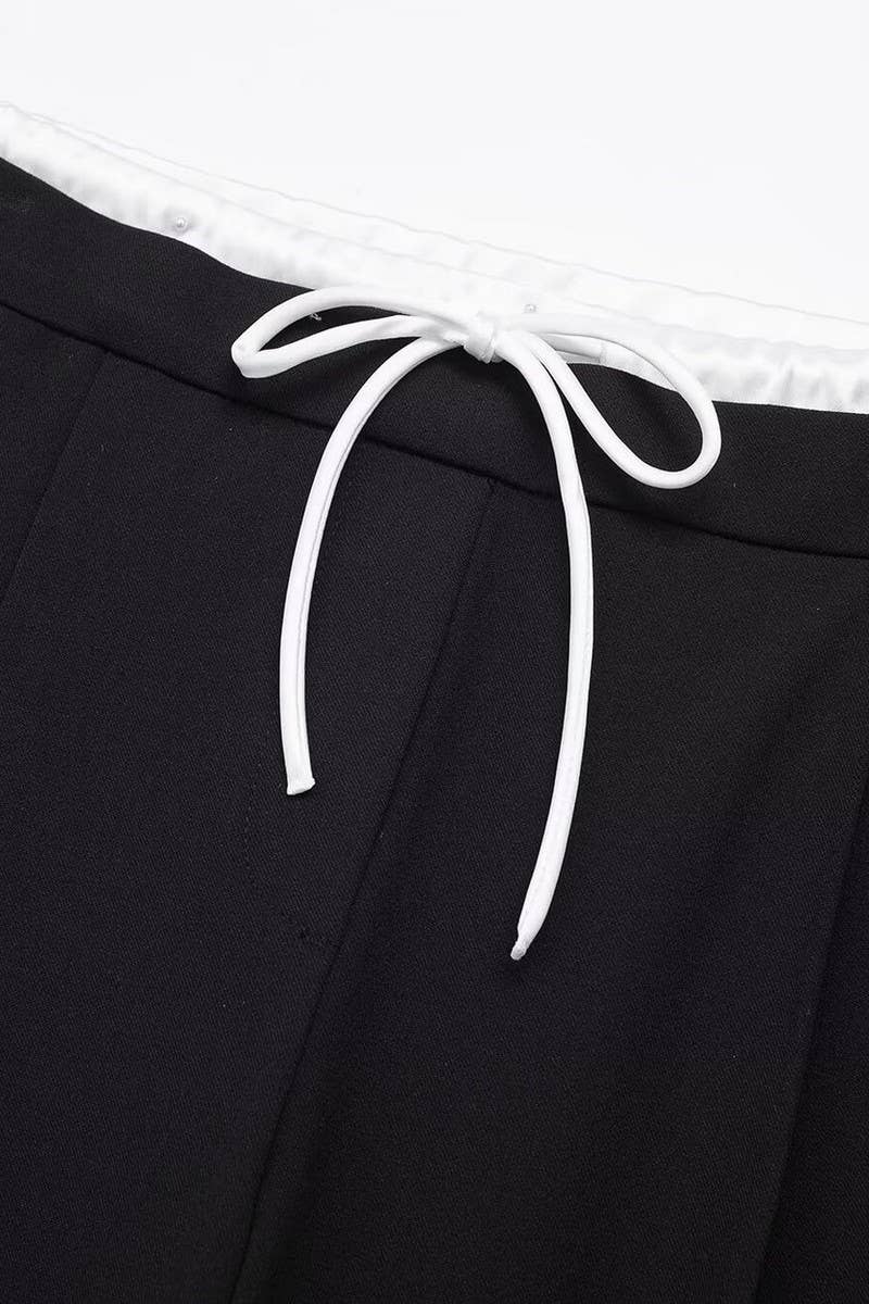 CWBLP1575_ELASTIC WAIST DRAWSTRING LOOSE FIT CASUAL PANTS