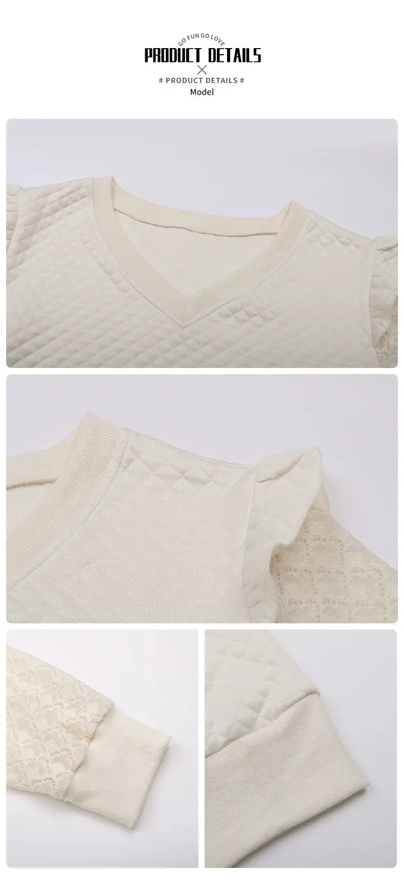 LACE LONG-SLEEVED FABRIC RUFFLED PATCHWORK HOODIE
