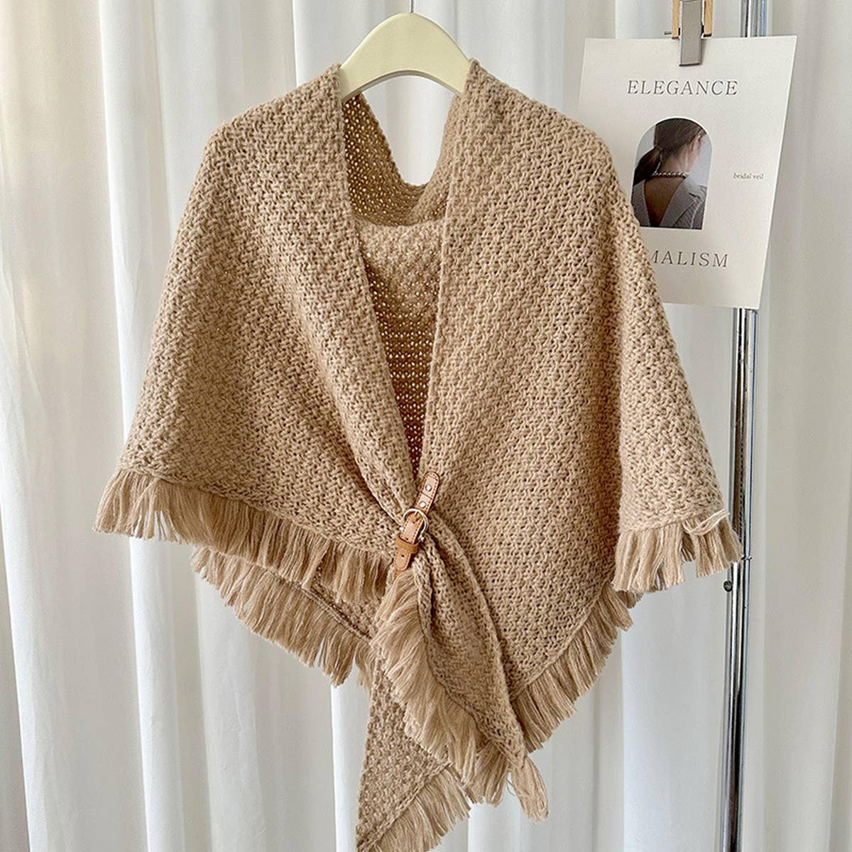 Winter Tassel Cape Scarf Shawl for Warm Layering