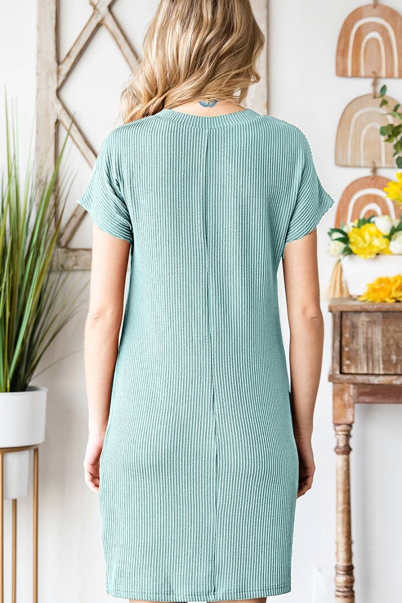 CWDSD5197_KNIT CREW NECK SHORT-SLEEVED DRESS SHORT