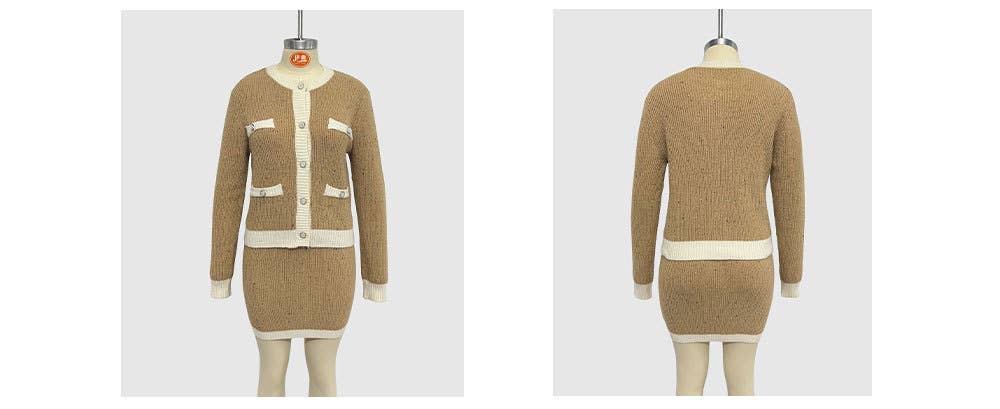 KNIT CARDIGAN POCKET BUTTON SMALL FRAGRANCE SUIT