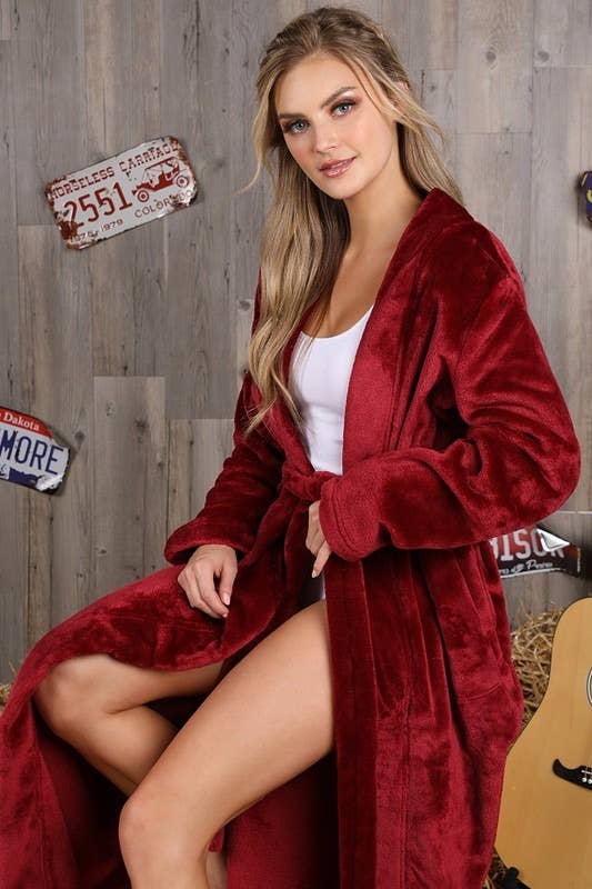 CWML002_RELAXED FIT MAXI LENGTH SOFT ROBE WITH WAIST TIE