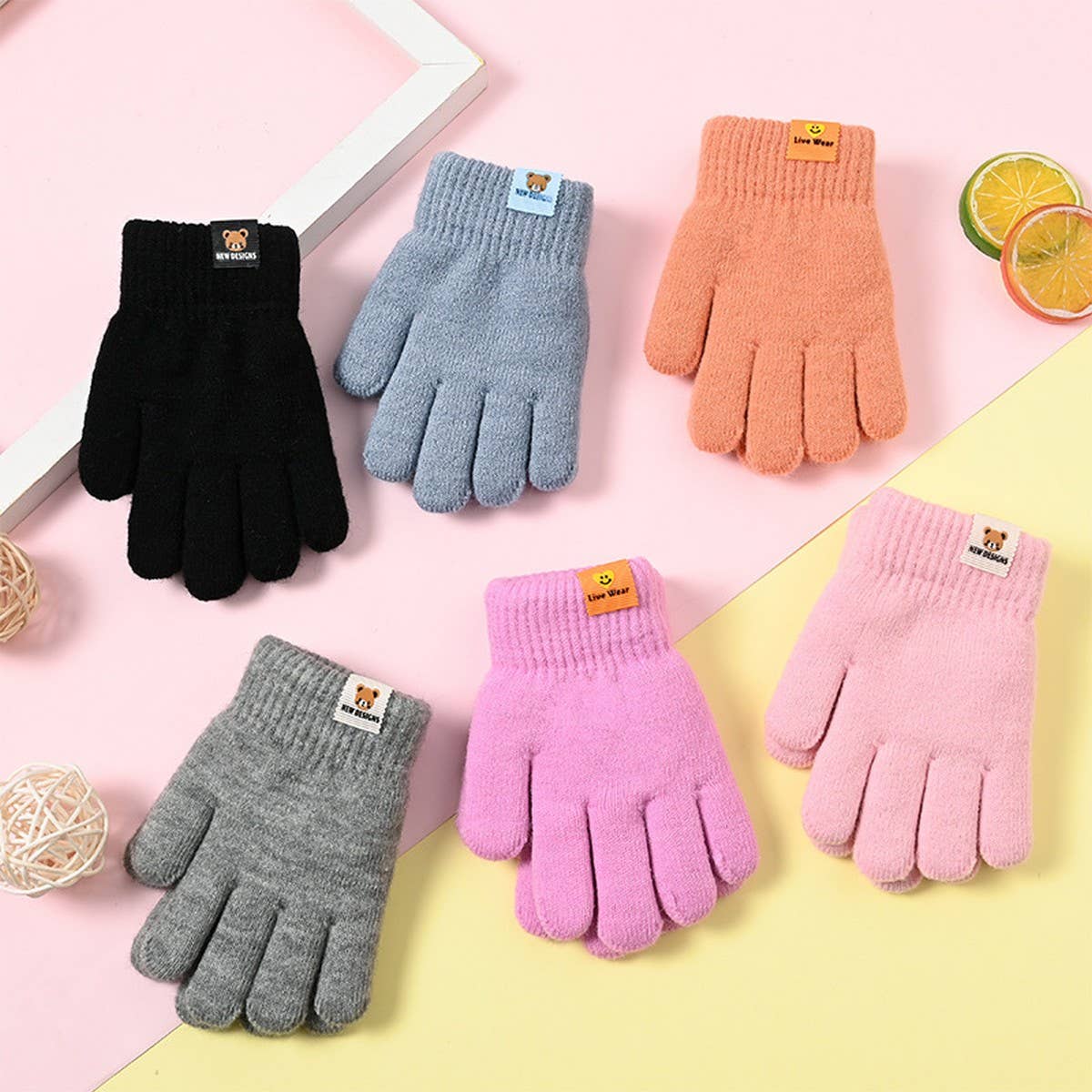 3-6 YEARS OLD CHILDREN'S WARM FIVE-FINGER GLOVES_CWMM1497