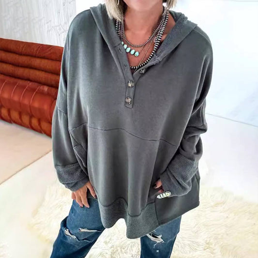 HOODED LOOSE SINGLE-BREASTED HOODIE