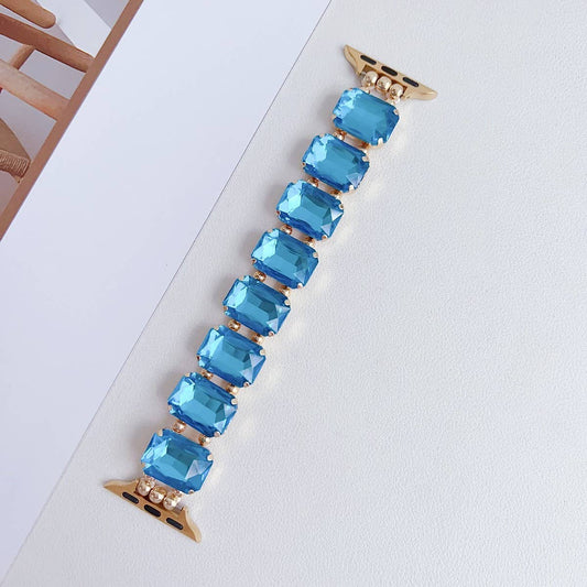 APPLE WATCH 9 RHINESTONE WHITE STONE ELASTIC STRAP_CWASC1561