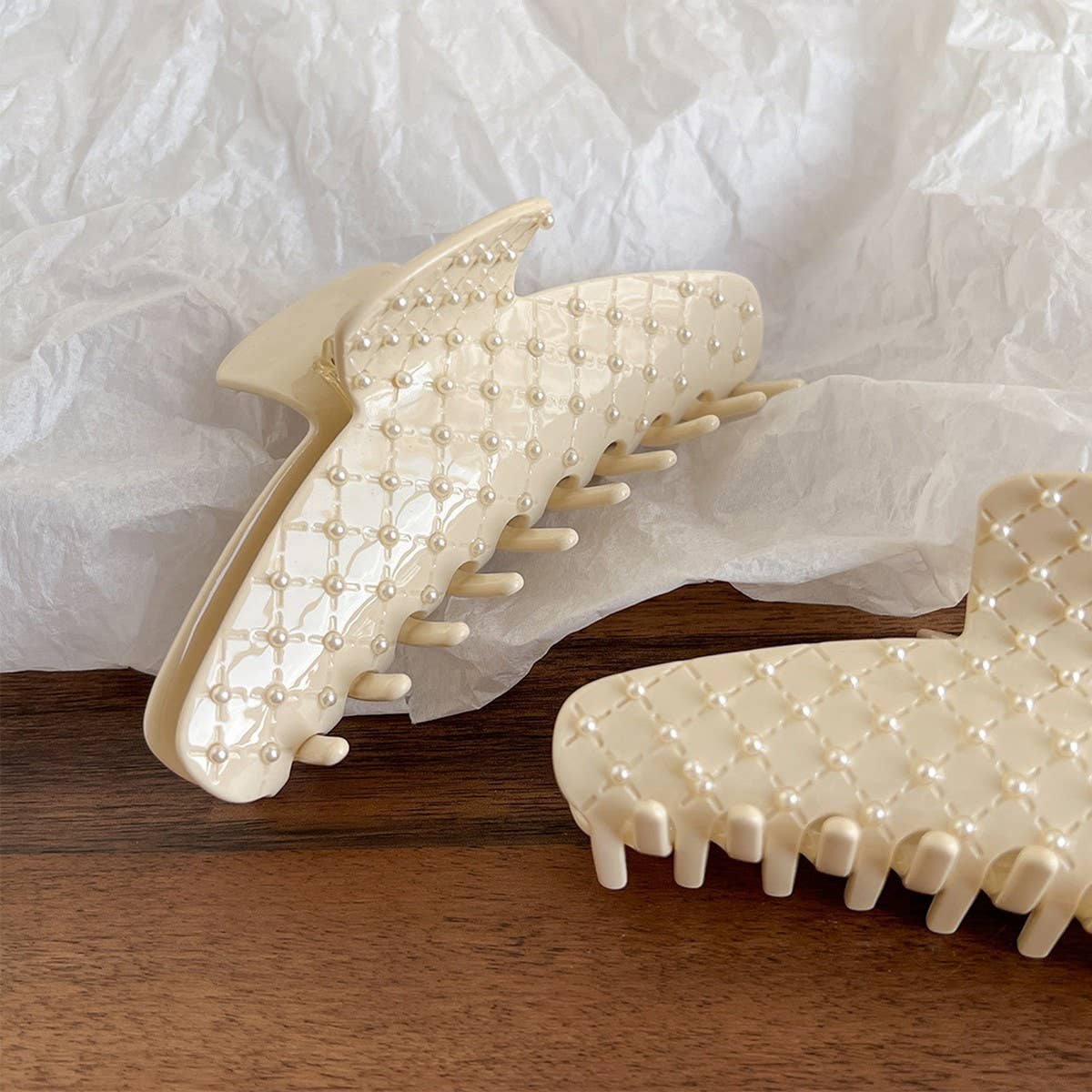 Cream Pearl Hair Claw, Elegant Chic Back Clip