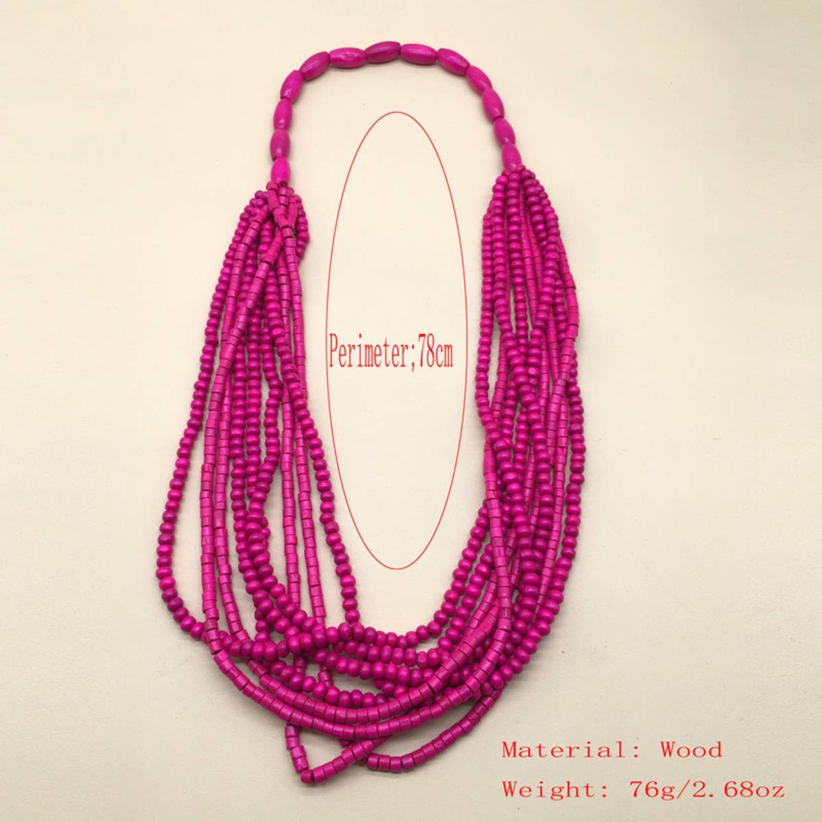 ETHNIC STYLE MULTI-LAYERED WOODEN BEAD NECKLACE_CWMM4725