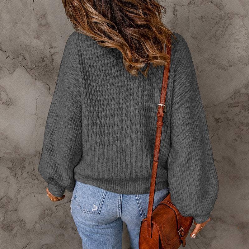TURTLENECK SOLID COLOR PULLOVER SWEATER