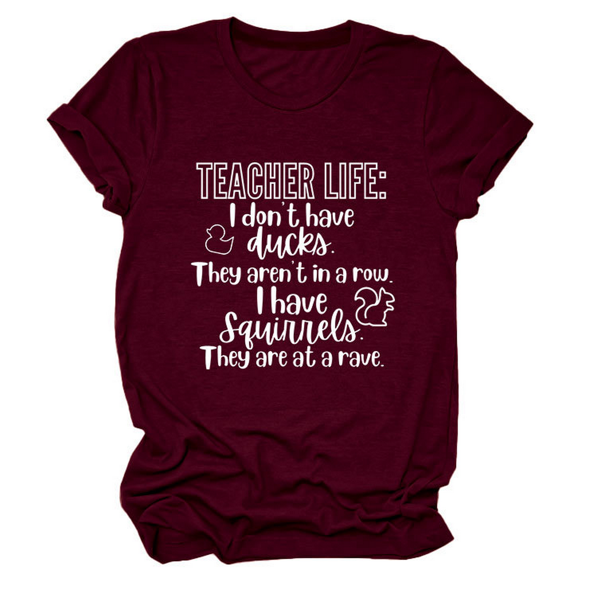 Casual Teacher Tee ??Round Neck Graphic Shirt_CWTTSL0479