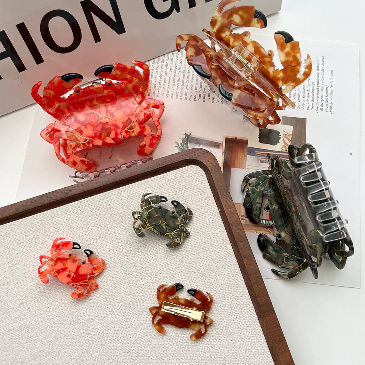 Crab Acetate Hair Claw - Cute Medium Duckbill Clip