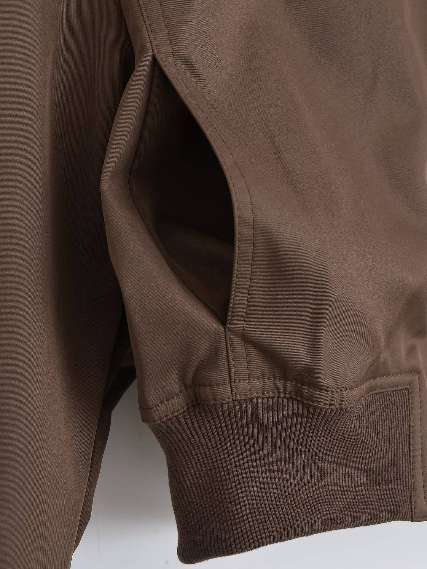 Thread round-neck double zipper baseball jacket