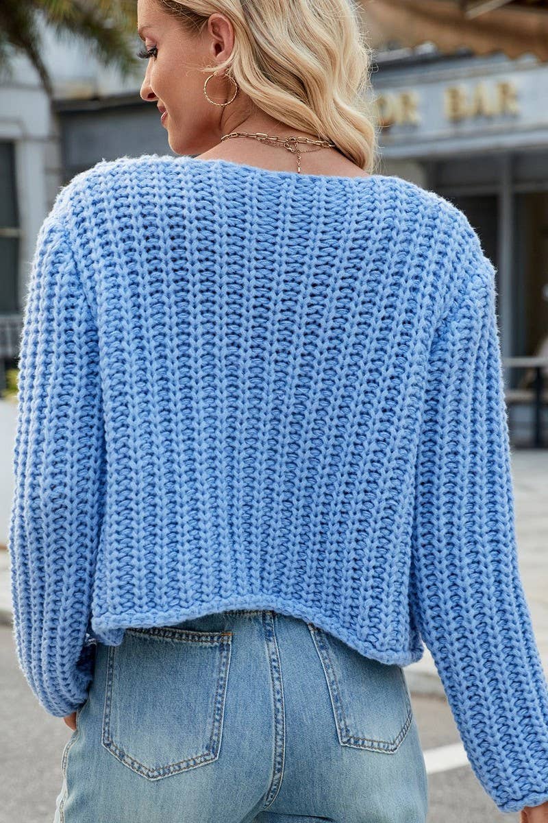 CWOCAL00845_SOLID COLOR LOOSE KNITTED CARDIGAN SWEATER