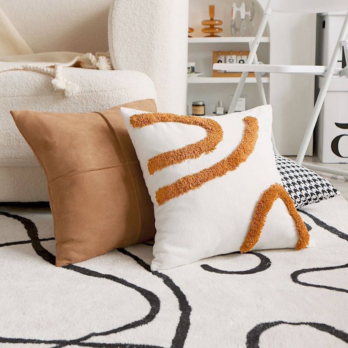 Houndstooth Sofa Pillow Cover Brown Vintage Luxury