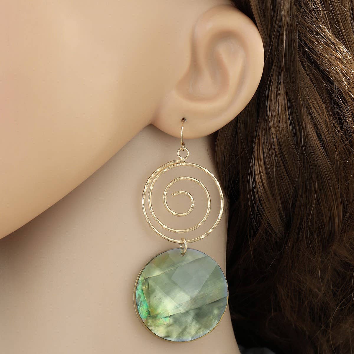 FASHIONABLE MOSQUITO COIL SHELL DISC EARRINGS