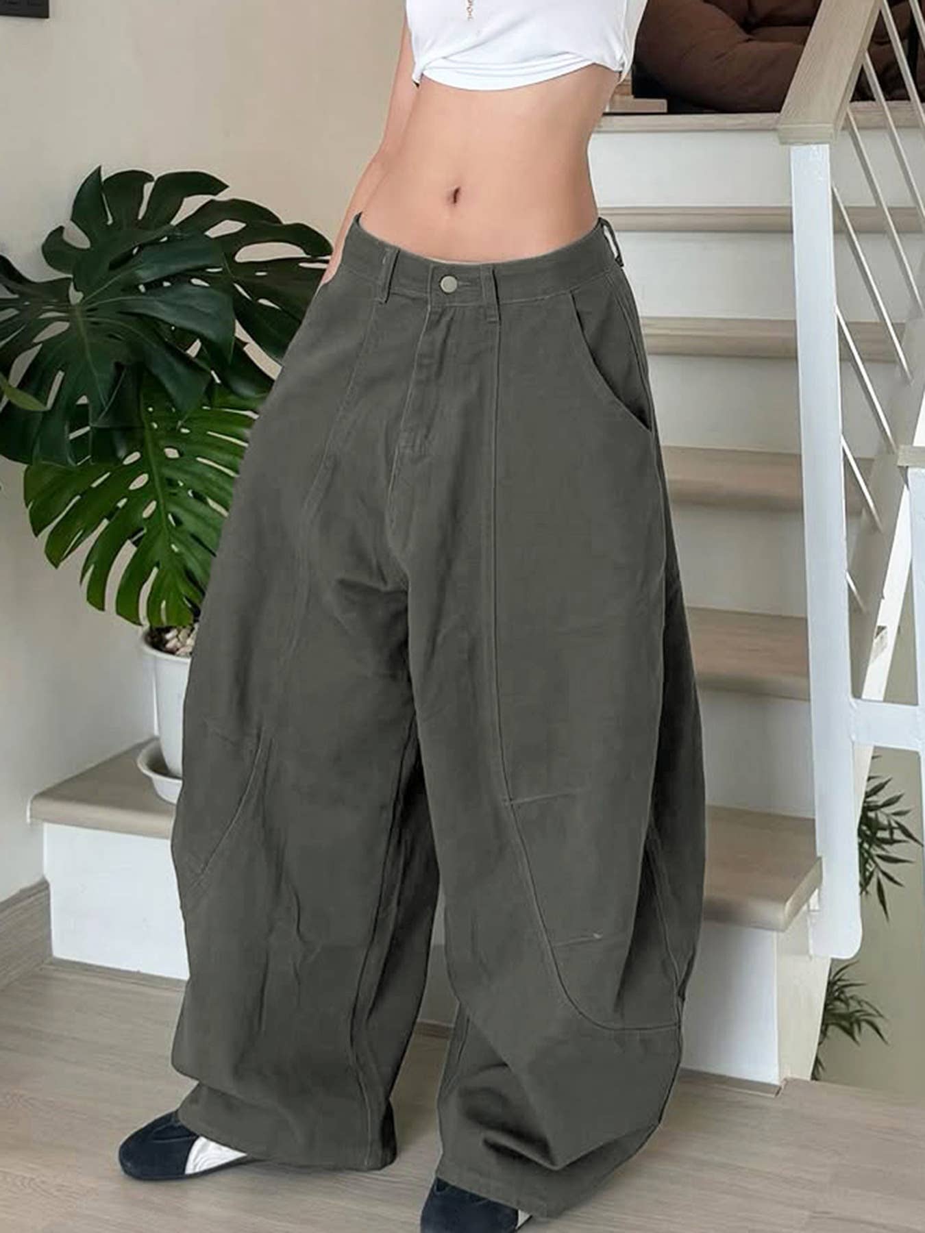 West Coast split loose wide-leg jeans