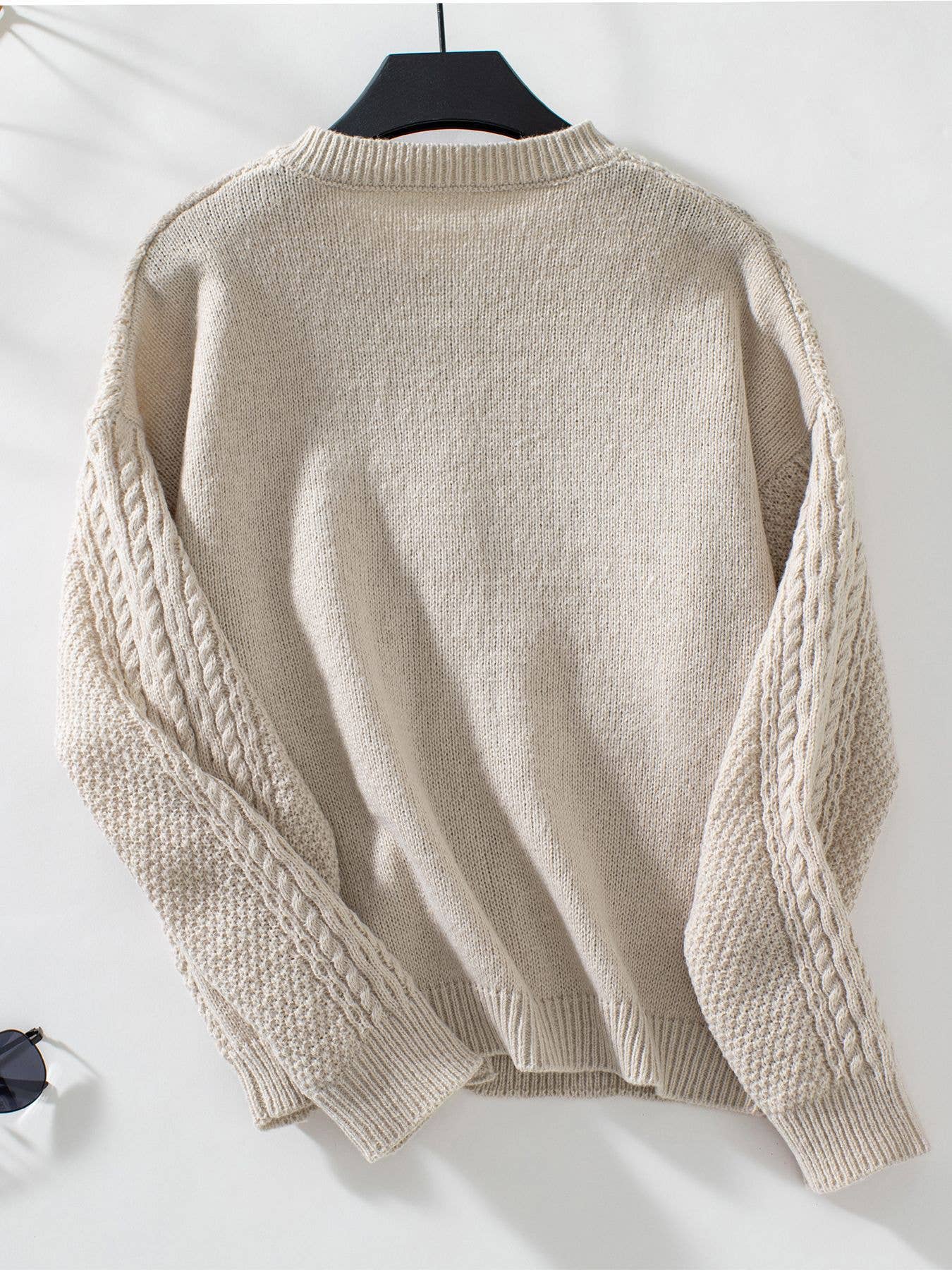 KNIT VINTAGE CREW-NECK LONG SLEEVE SWEATER JACKET