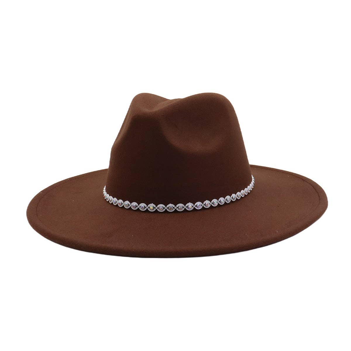 Heart Top Wide Brim Wool Blend Fedora Hat for All_CWAH04389