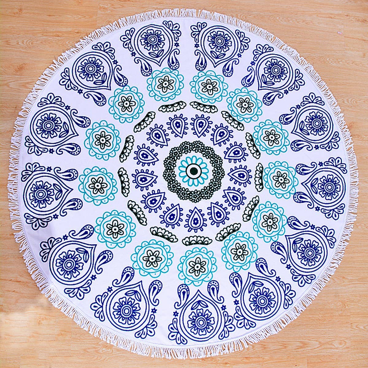 Round Microfiber Tassel Beach Towel Blanket