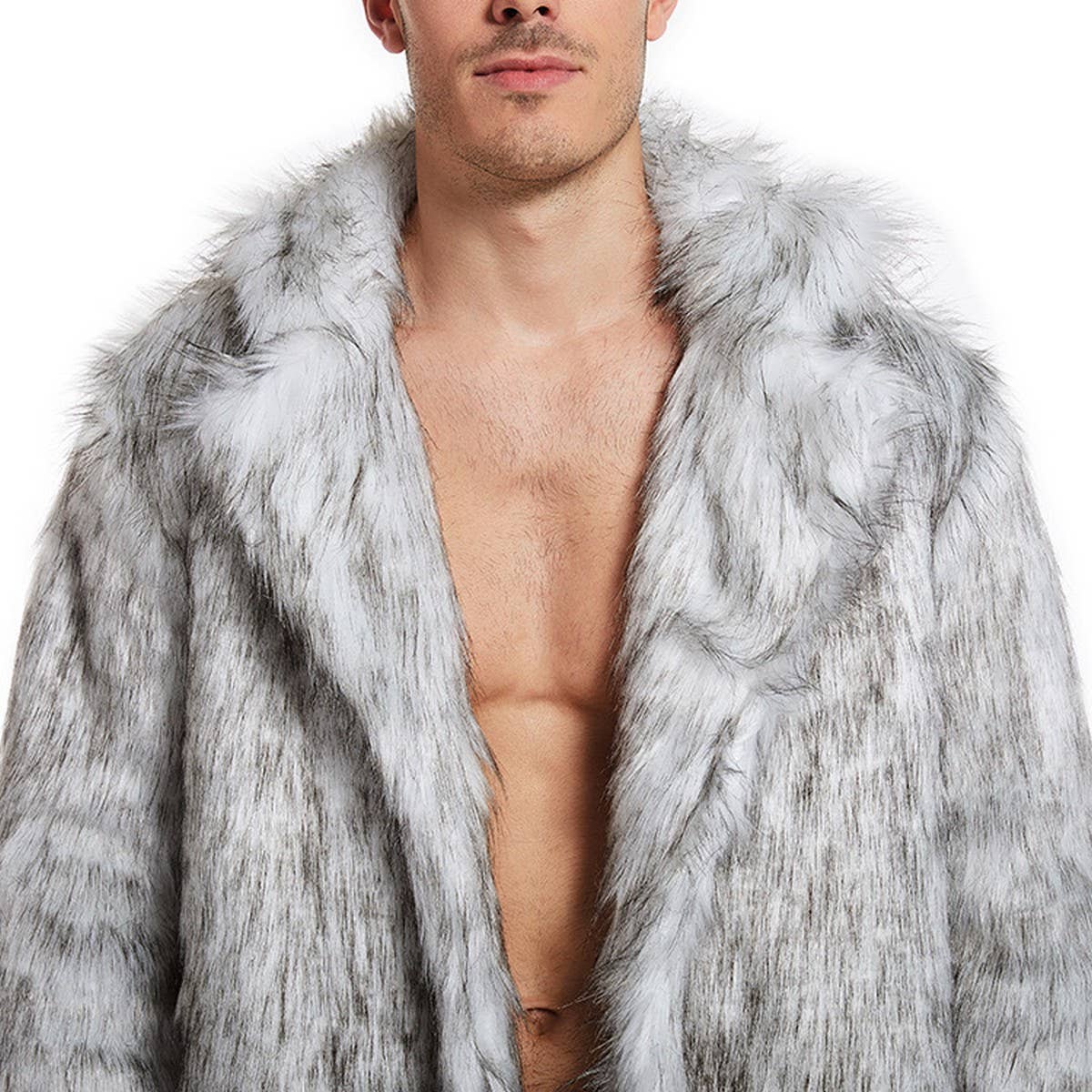 Warm Men's Faux Fur Coat Long Winter Jacket