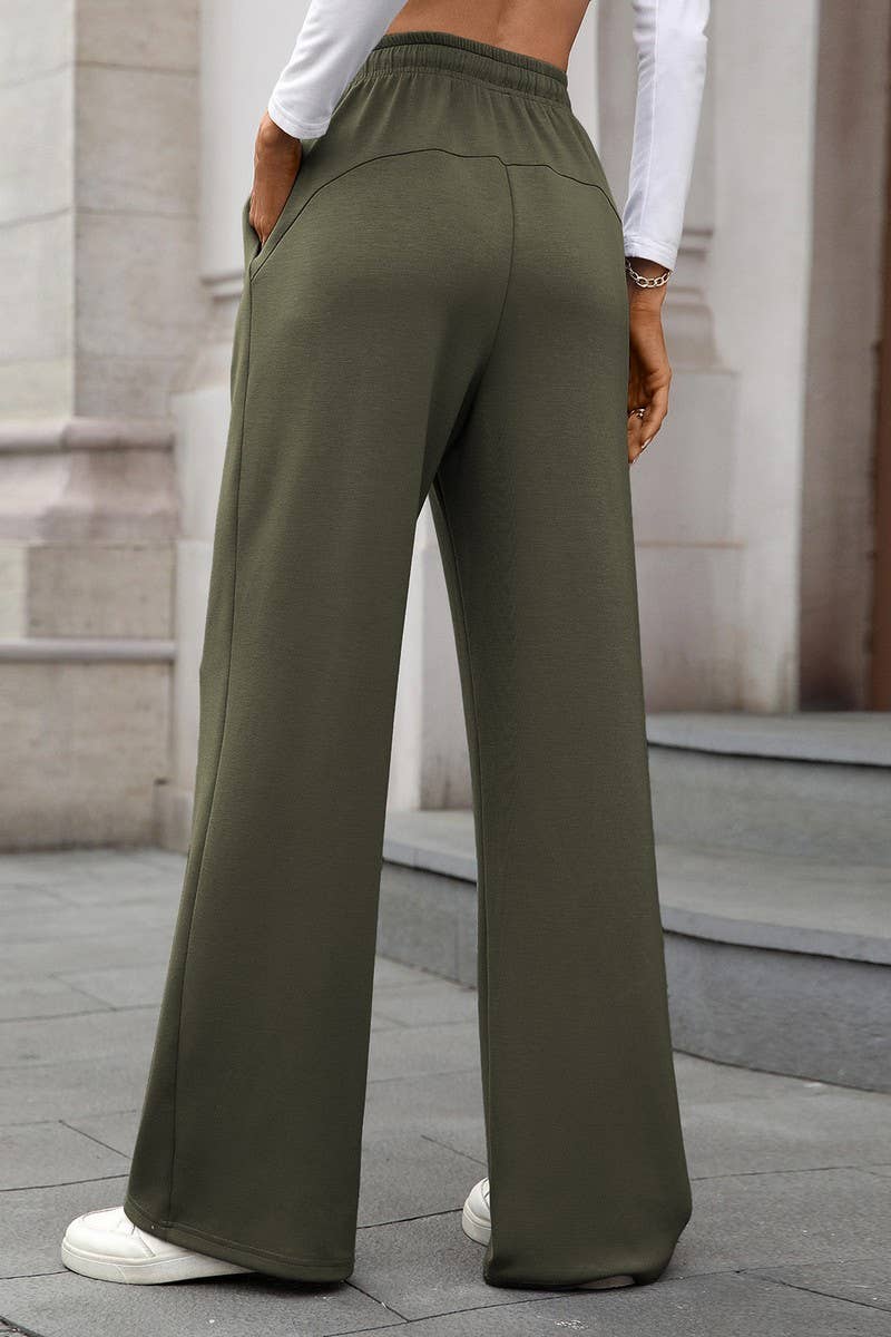 CWBLP01089_DRAWSTRING CASUAL LOOSE STRAIGHT-LEG TROUSERS