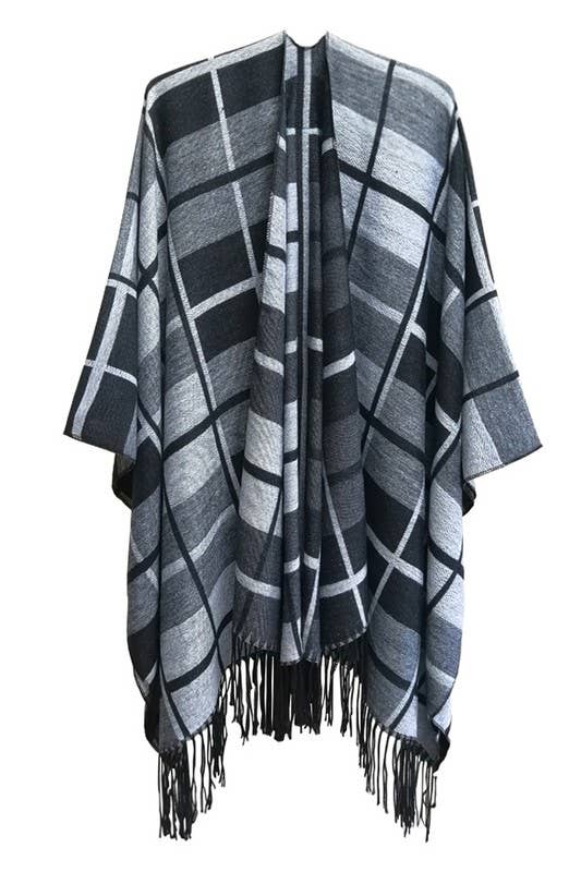 PLAID PATTERN FASHION SHAWL WRAP_CWASC0021