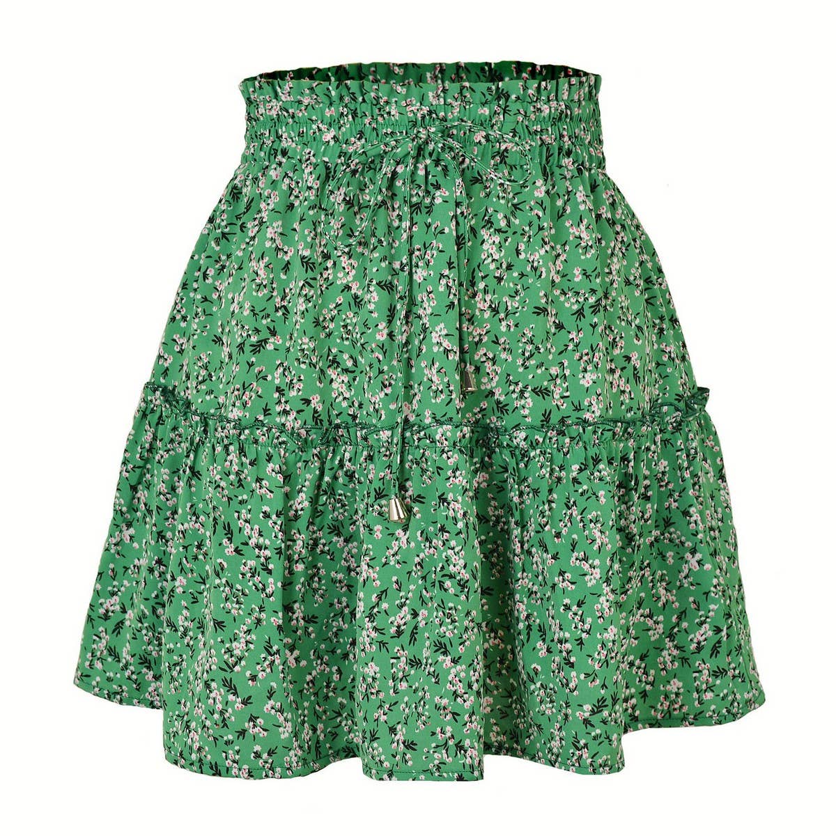 WOMEN'S HIGH WAIST RUFFLED FLORAL SKIRT_CWAB4791