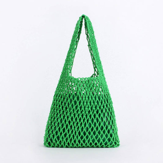 FASHION SOLID COLOR HOLLOW NET HAND-WOVEN BAG_CWAB4691