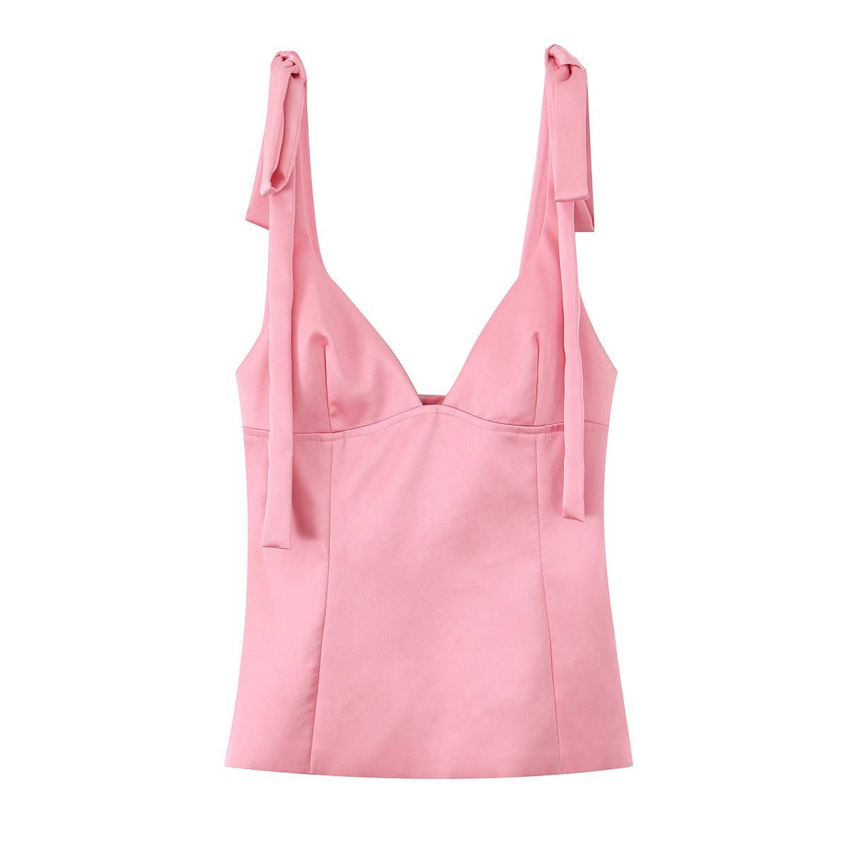 Sweet Style Satin Cami Top with Bow Detail
