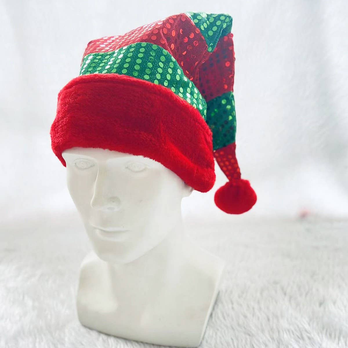 CWAH4082_CHRISTMAS RED AND GREEN SEQUINED ELF HAT