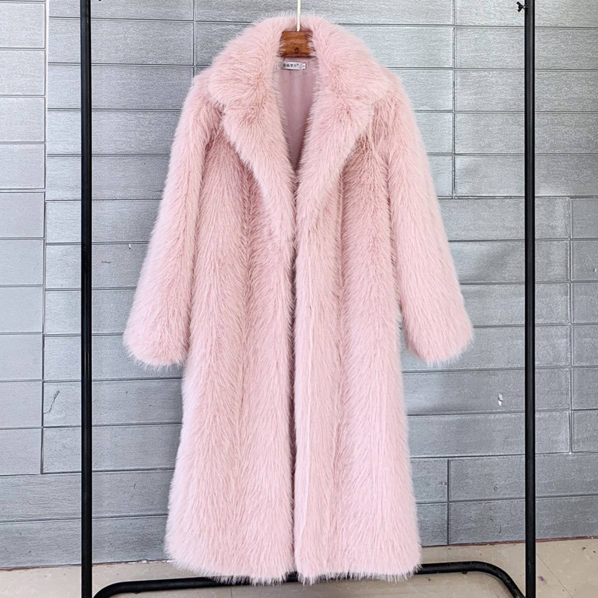 Long Faux Fur Coat Women Winter Lapel Jacket