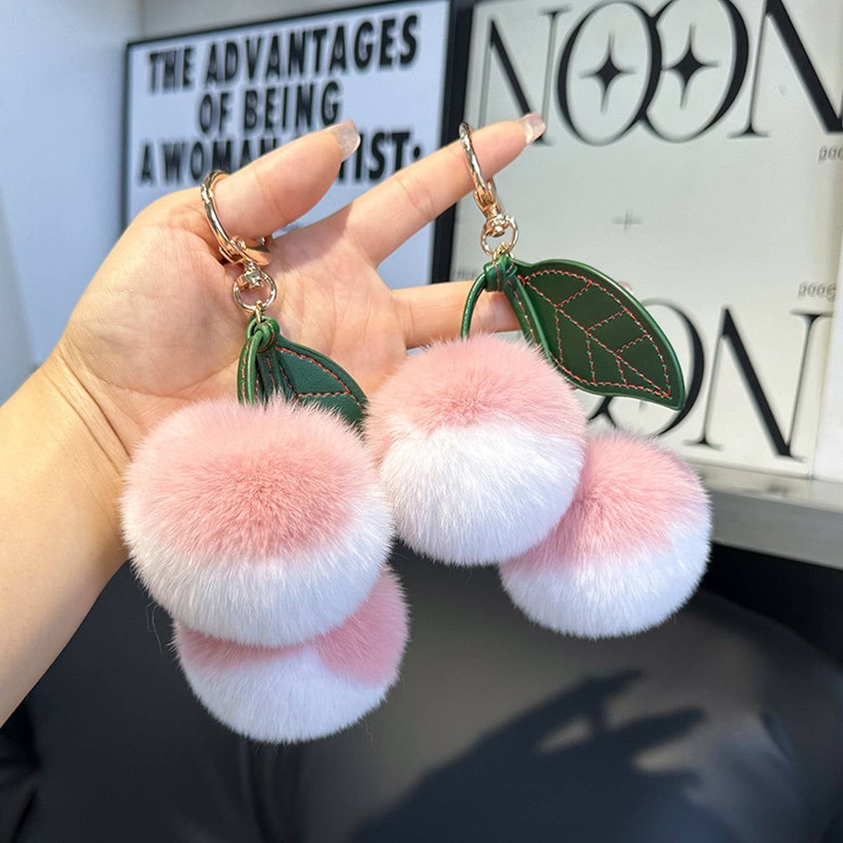 CUTE FUR LITTLE LYCHEE CAR KEYCHAIN BAG PENDANT