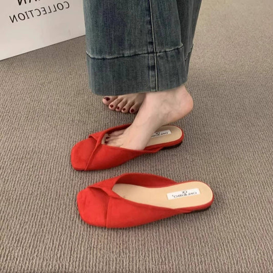 Flat Peep Toe Slide Sandals for Summer