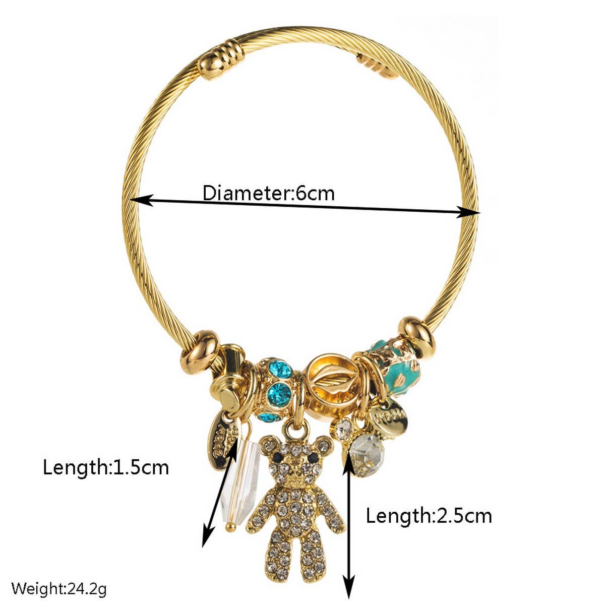 Trendy Gold Open Bear Letter Steel Bracelet