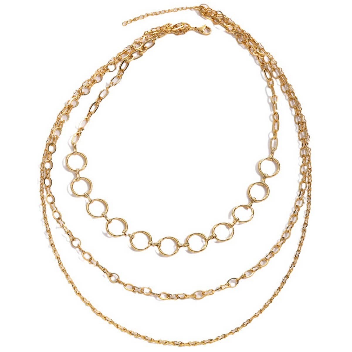 MULTI-LAYERED 18K THREE-LAYER NECKLACE