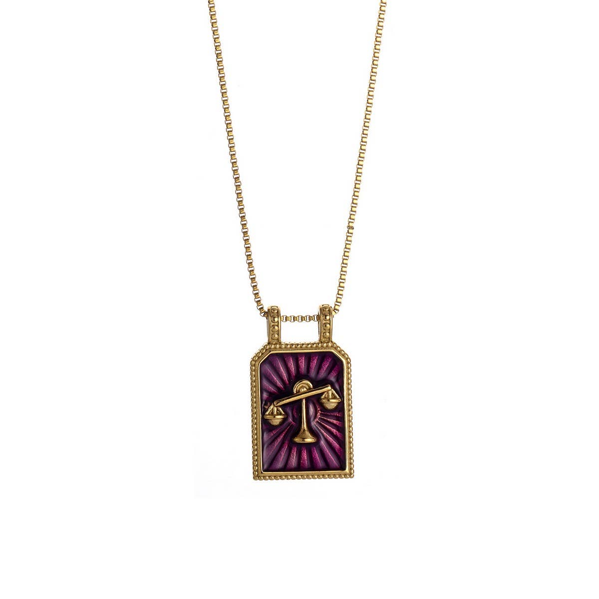 Vintage Square Zodiac Necklace with Enamel