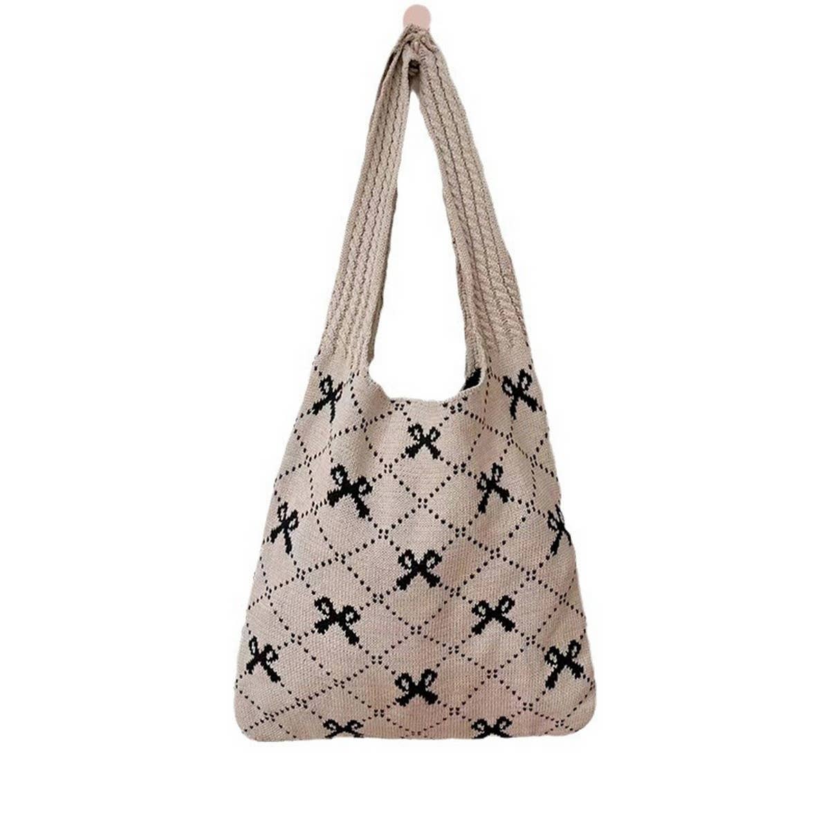 FASHIONABLE AND SIMPLE BOW DIAMOND TOTE BAG_CWAB3067