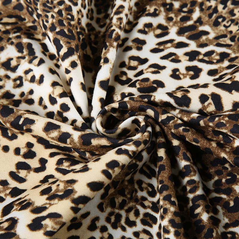 SQUARE COLLAR LEOPARD PRINT LACE LONG SLEEVE TOP