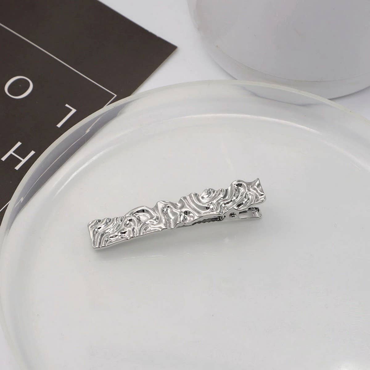 METAL ROSE HAIRPIN SIDE BANGS DUCKBILL CLIP