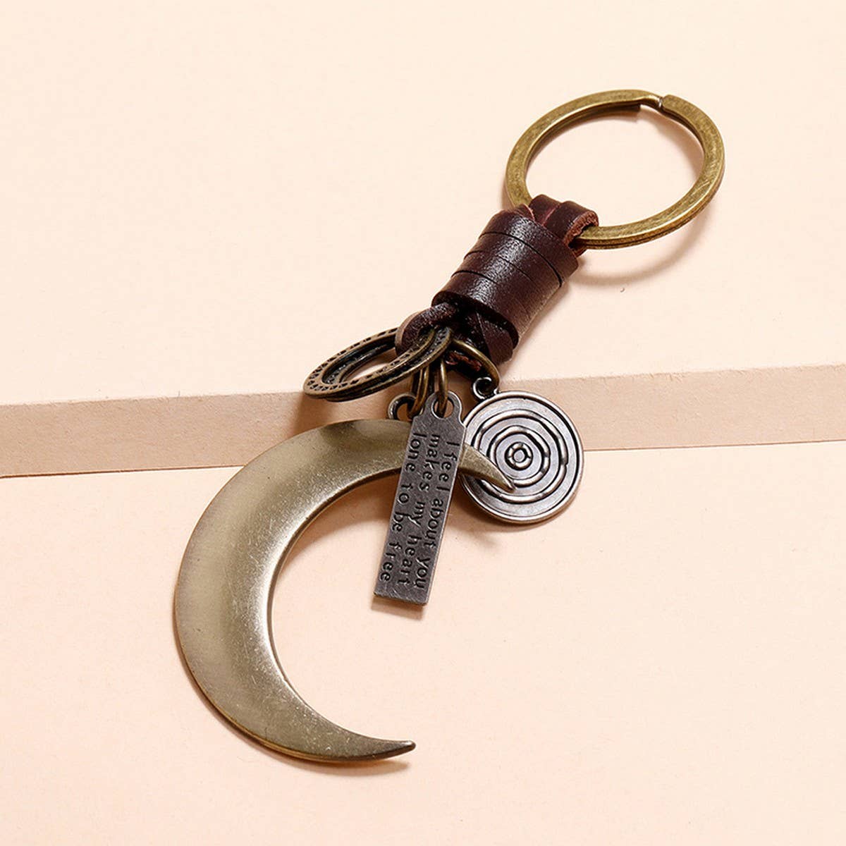 PERSONALIZED CRESCENT MOON PENDANT CAR KEYCHAIN_CWMM4782