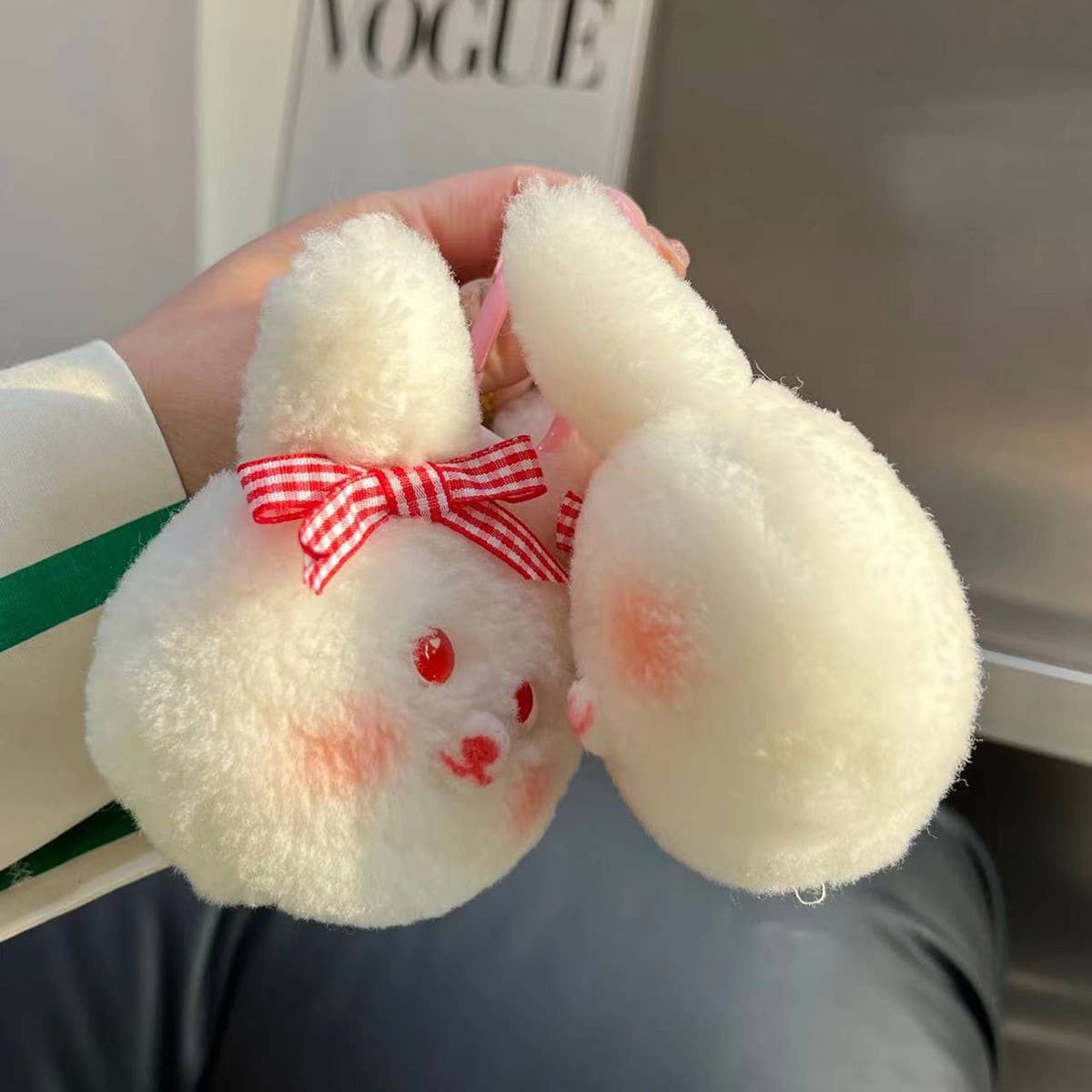 CUTE WOOL BUNNY CAR KEYCHAIN PENDANT ACCESSORIES