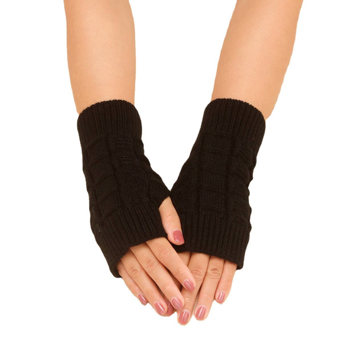 FASHIONABLE TWISTED WARM HALF FINGER GLOVES_CWAG0087