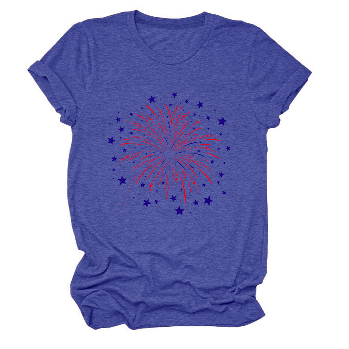 Trendy Loose Star Fireworks Graphic Tee for Women
