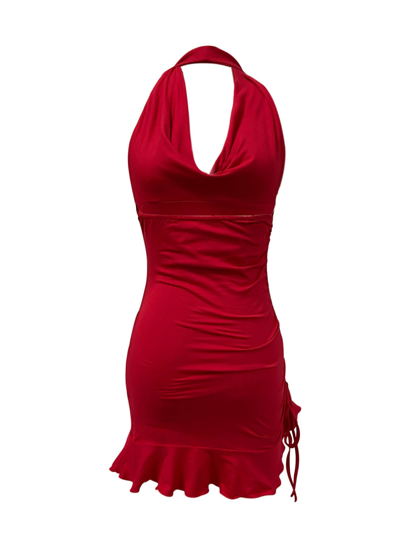 Stylish sexy V-neck figure-hugging halter dress