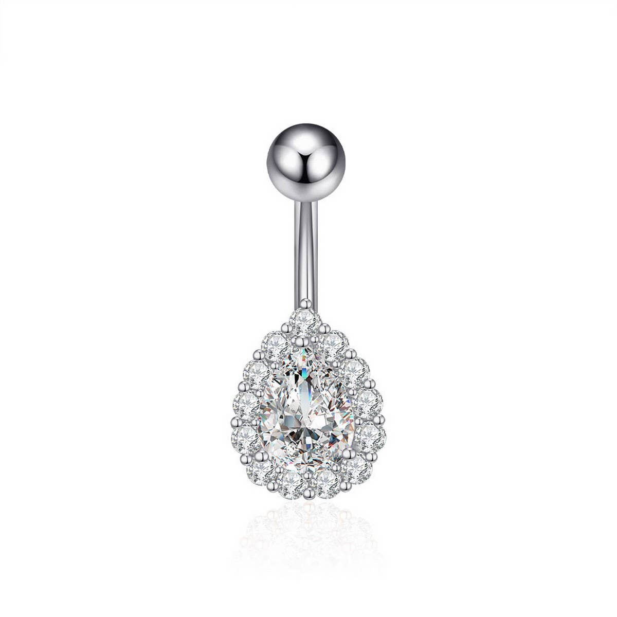 Teardrop CZ Belly Ring Colorful Stainless Steel