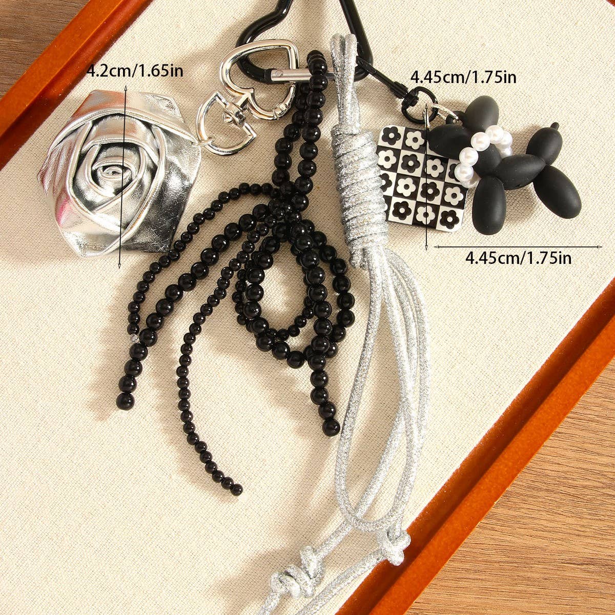 Creative Silver Balloon Dog Keychain with Bow