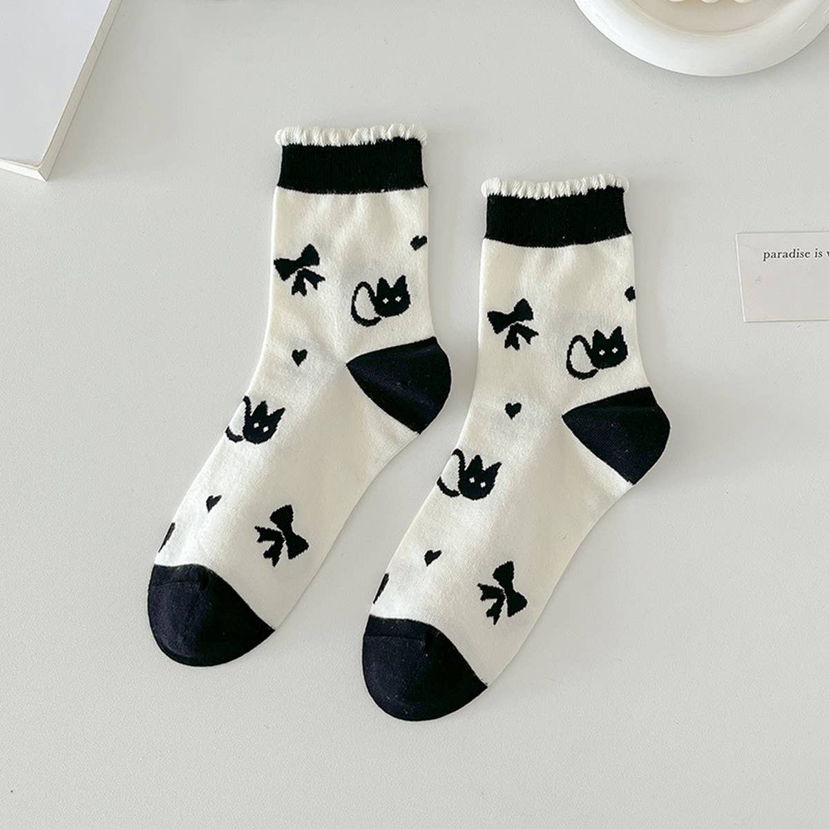 CUTE CARTOON PATTERN PURE COTTON MID-CALF SOCKS