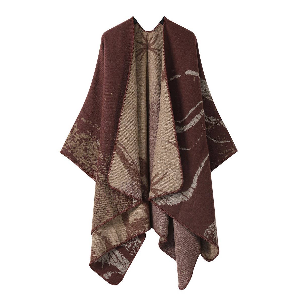 PLAIN ALL-MATCH SHAWL KNITTED CAPE SCARF_CWASC2181