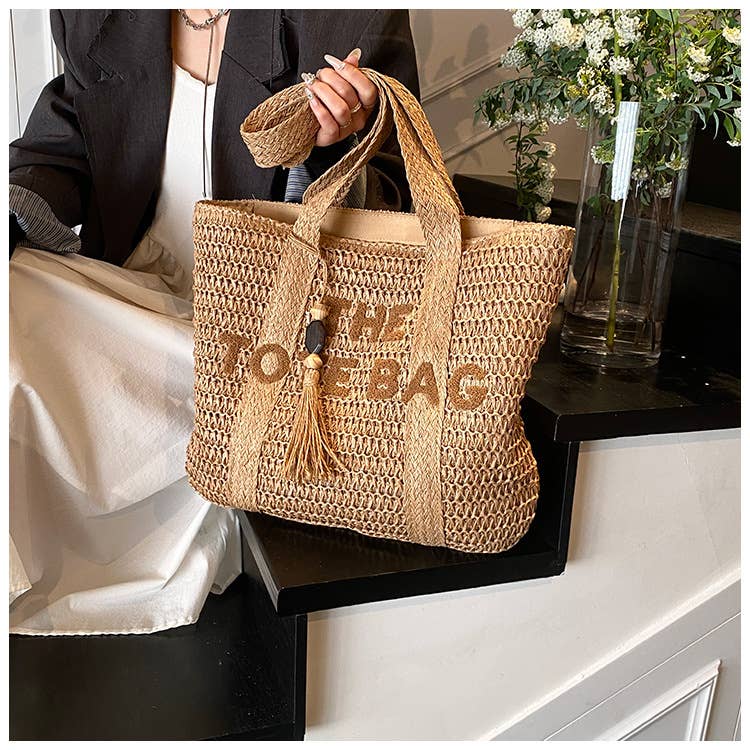 Fashionable tassel personalized casual woven bag