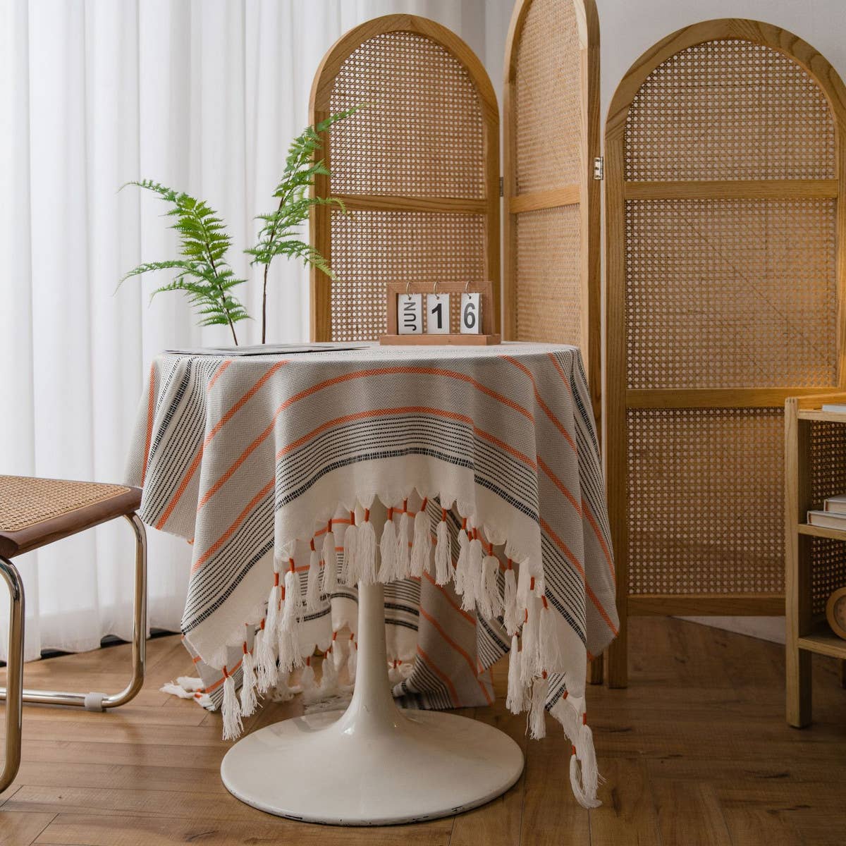 TASSEL CASUAL STRIPED TABLECLOTH